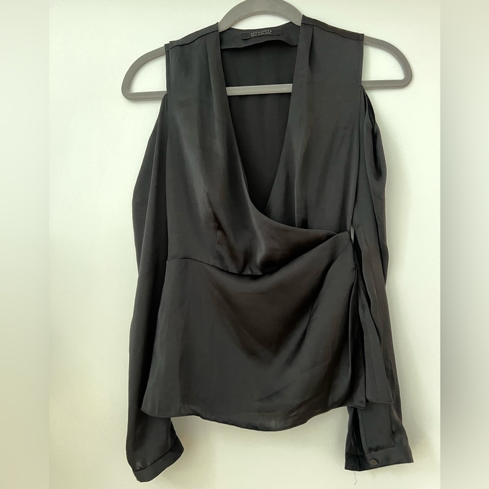 All Saints Black Silk Top
